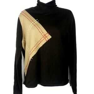 Contemporary Classic Brown Turtleneck Sweater Tailor B Moss Large Pullover Warm